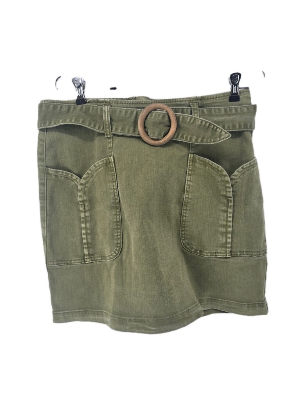 Pilcro and the Letterpress Olive Green Denim Skirt